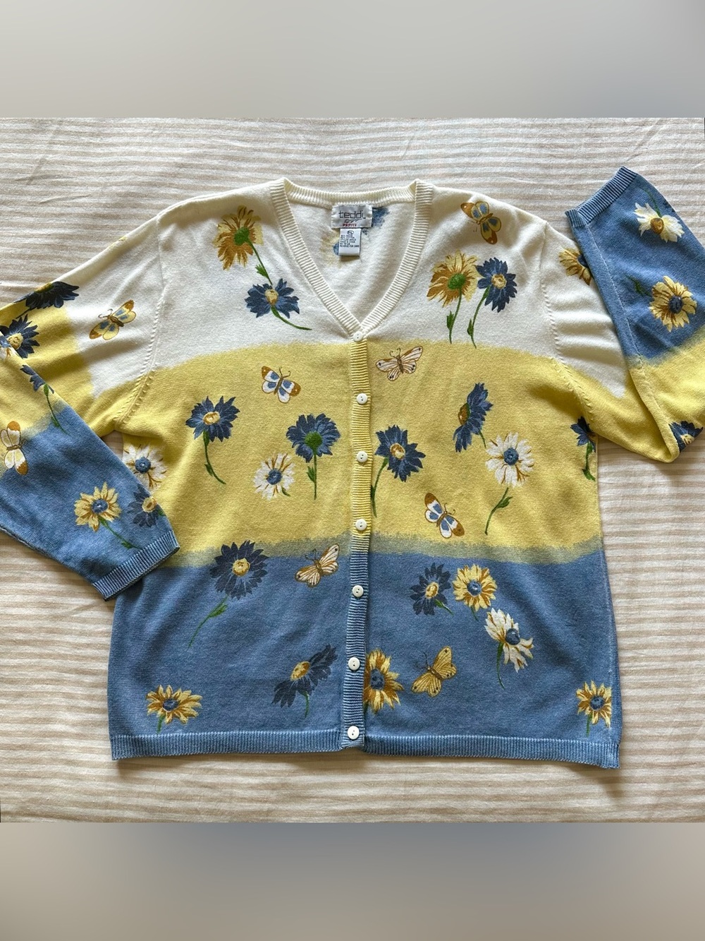 vintage teddi floral & stripes cardigan / sz petite large